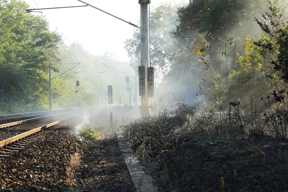 Die Sicht entlang der Bahn-Trasse war eingeschränkt, Züge konnten nicht durch den brennenden Wald fahren.