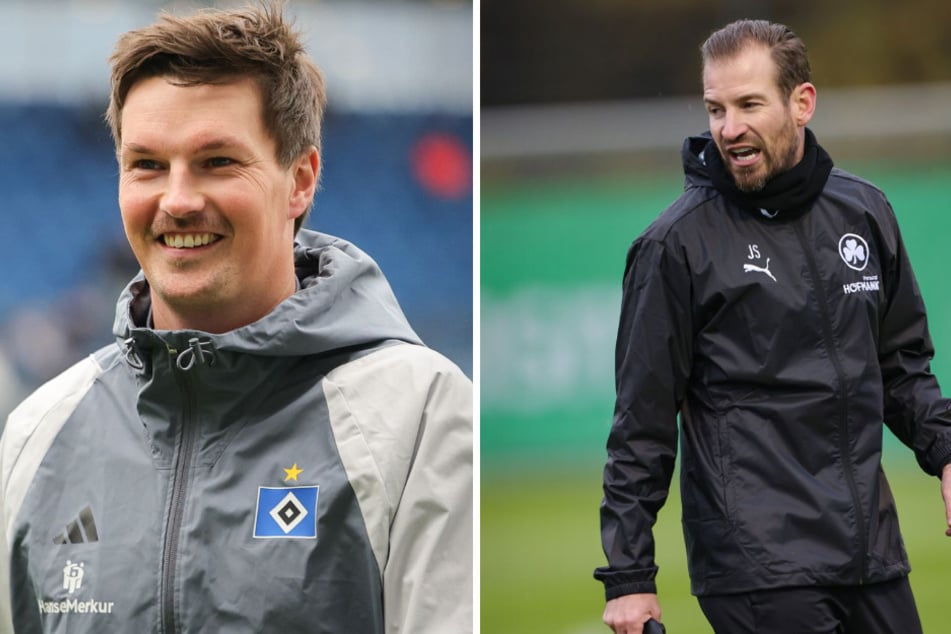 SpVgg-Coach Jan Siewert (42, r.) spricht den Hamburgern "Offensivwucht" zu.