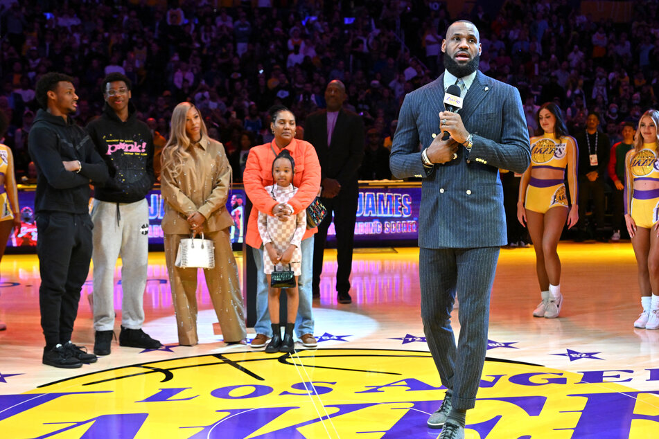 Los Angeles Lakers star LeBron James addressed the crowd at the Crypto.com Arena before a 115-106 loss to the Milwaukee Bucks