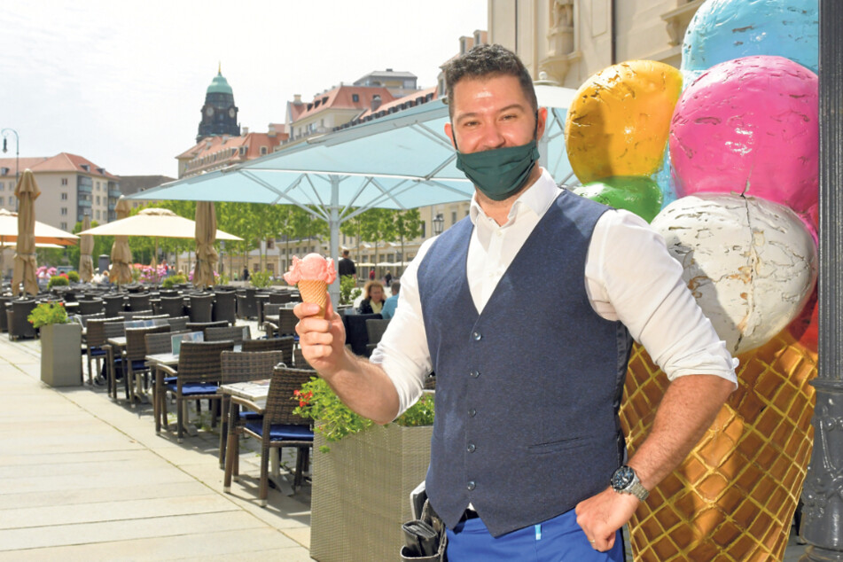 Leon Laze (32), Geschäftsführer des Gelateria Bellagio, hofft auf mehr Touristen.