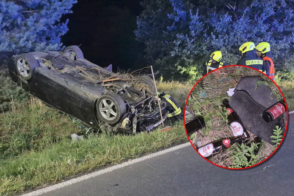 Bierflaschen im Wrack, über zwei Promille im Blut: Audi überschlägt sich auf der B2