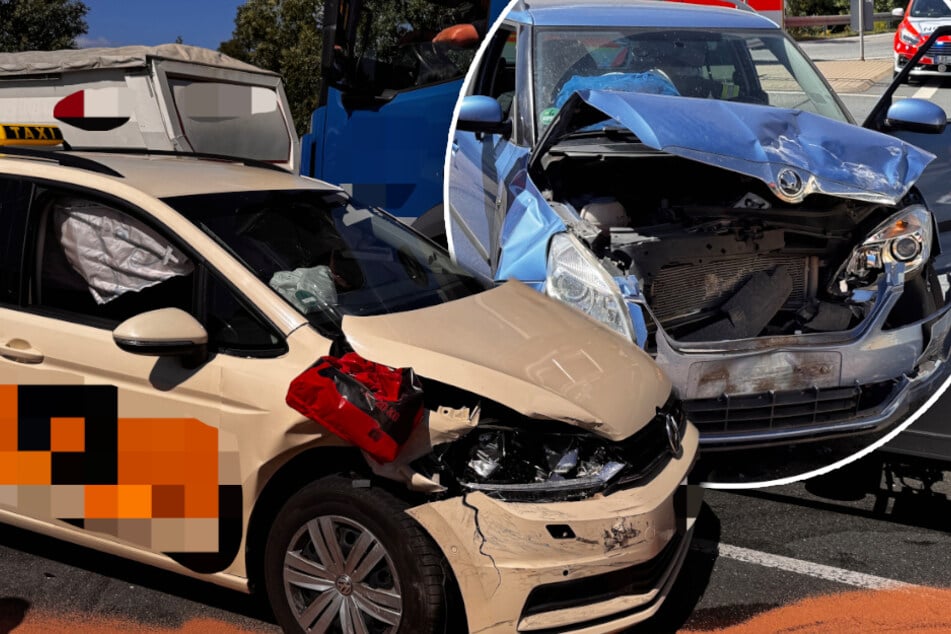 Heftiger Taxi-Crash in Thüringen: Autobahnabfahrt gesperrt!