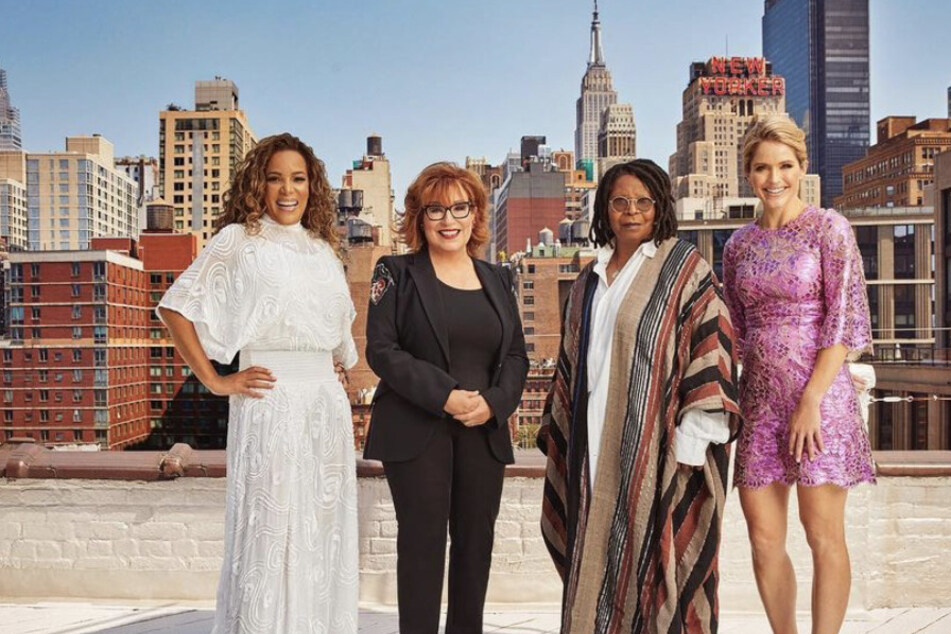 The View hosts for the show's 25th season are (from l to r) Sunny Hostin, Joy Behar, Whoopi Goldberg, and Sara Hines.