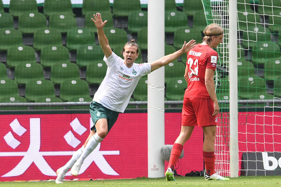Werders Niclas Füllkrug jubelt nach seinem Tor zum 3:0 gegen Köln.