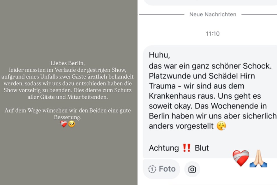 Der Musiker postete auf Instagram den Screenshot einer Nachricht, die ihm offensichtlich eine der beiden betroffenen Personen geschickt hatte.