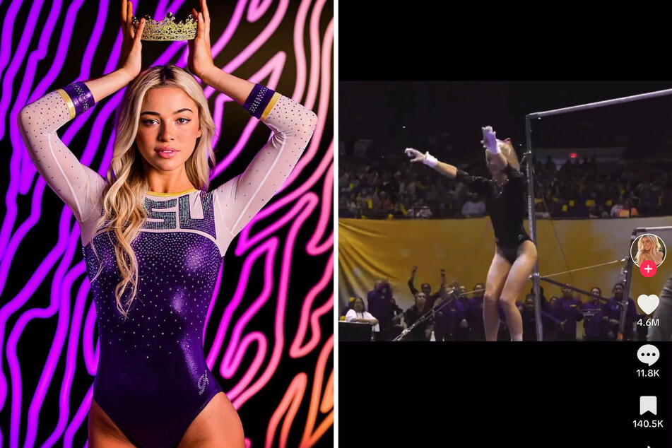 Olivia Dunne (l), whose TikTok following surpasses even that of Beyoncé's, achieved nearly 50 million views on her most viral post.