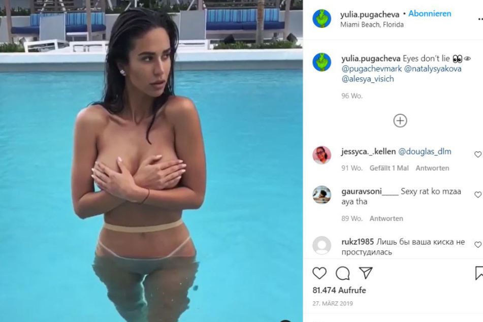 Yulia even posts sexy topless photos on Instagram.