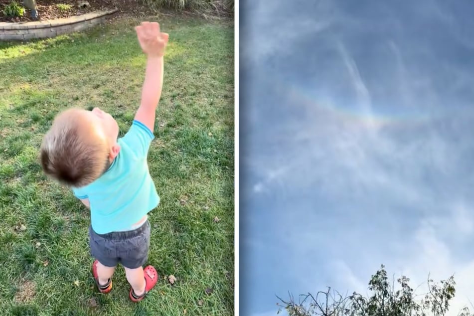 Schön früher war Easton immer ganz interessiert an Regenbögen.