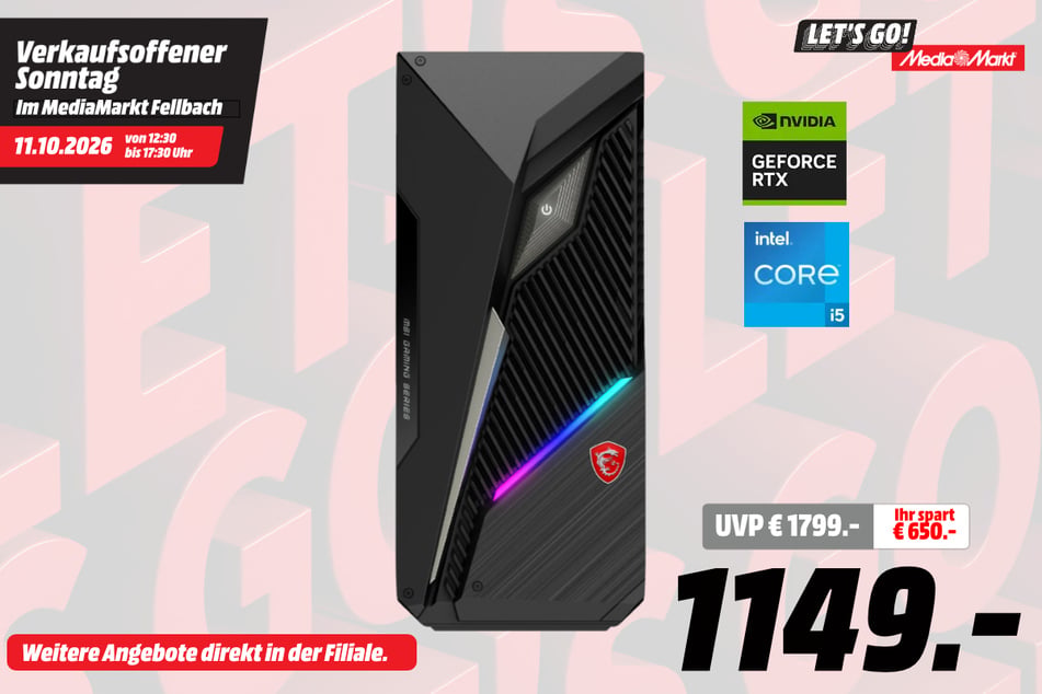 MSI-Gaming-PC für 1.149 statt 1.799 Euro.
