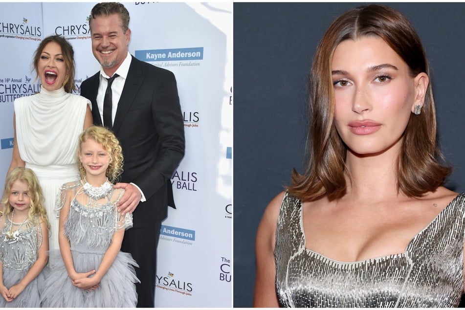 Hailey Bieber (r) gave a generous donation to Eric Dane's family after the Grey's Anatomy star passed away from ALS on Friday.