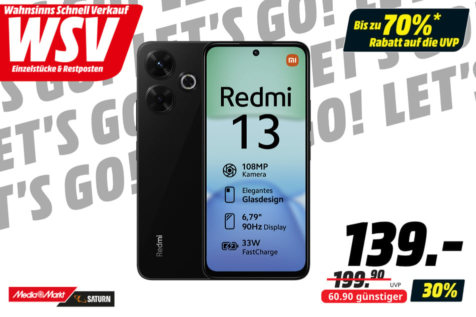 Xiami Redmi 13 für 139 statt 199,90 Euro.