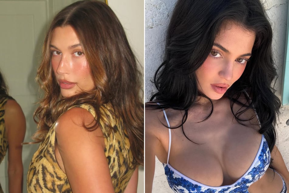 Kylie Jenner (r.) got the rumor mill turning once again as she shared a telling screenshot of a group chat with Hailey Bieber and some other gal pals.