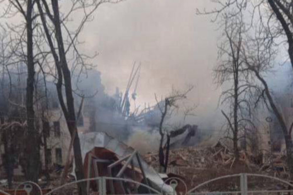 Mariupol's drama theater was devastated by a suspected Russian airstrike on Wednesday.