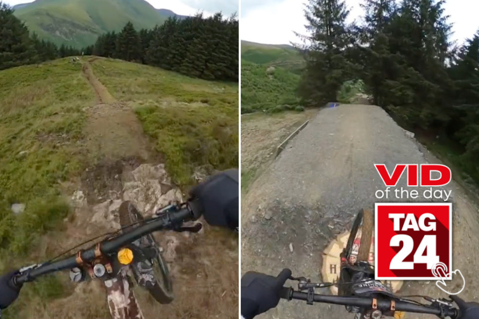 viral videos: Viral Video of the Day for August 14, 2023: Speed demon takes mountain biking to the edge!