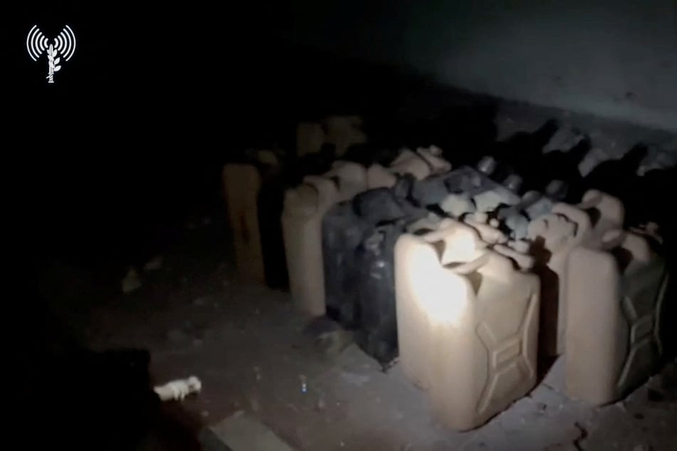 The Israeli army released images of gallon containers lined up on the ground, saying they were delivering fuel to the Al-Shifa hospital in Gaza City.