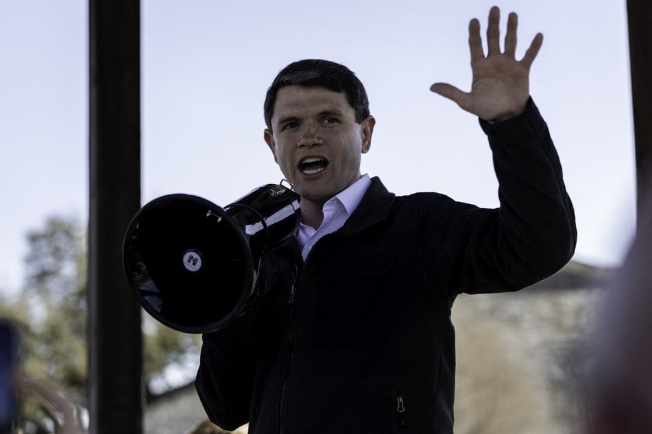 James Talarico speaks as early results come in on his primary election night on March 3, 2026, in Austin, Texas.