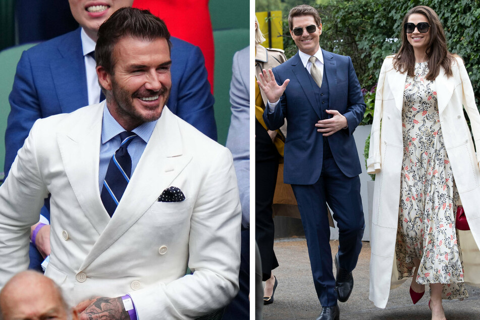 David Beckham (46, l.) was there without his wife Victoria, while Tom Cruise (59) arrived with Hayley Atwell (39).