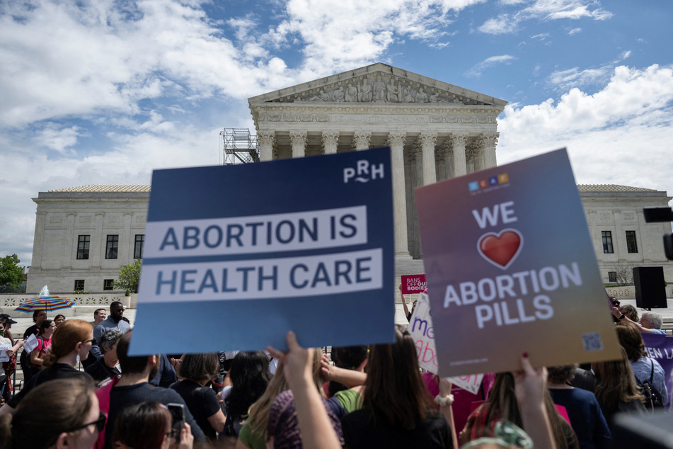Demonstrators rallied in support of abortion rights and access to medication abortion earlier this month at the US Supreme Court in Washington.