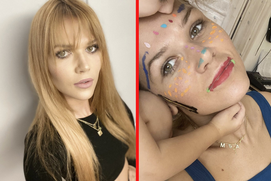 Hat sich früher ausprobiert: Model-Mama Sara Kulka (30). (Bildmontage)
