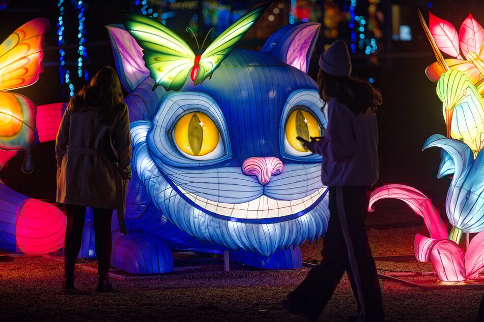 Auf dem Rundweg begegnet man bekannten Figuren aus der Geschichte, wie der Grinsekatze.