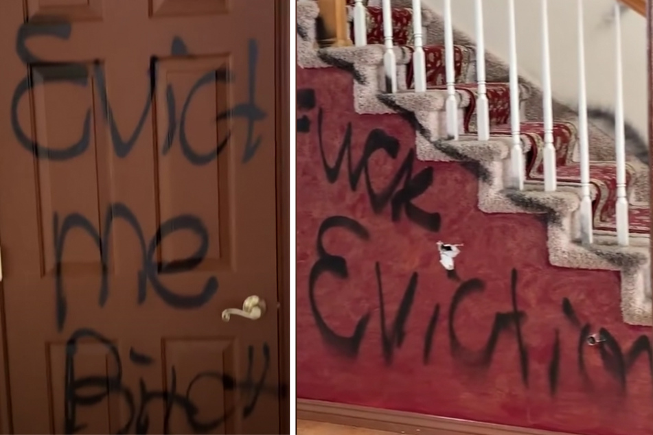 The tenant clearly had strong feelings about getting booted, spray-painting nearly every inch of the house with obscenities.