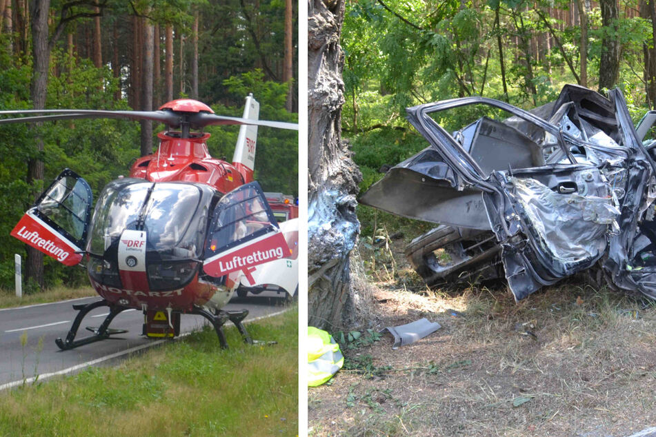 Heftiger Frontal-Crash: Fahrer kollidiert mit Baum und wird schwer verletzt