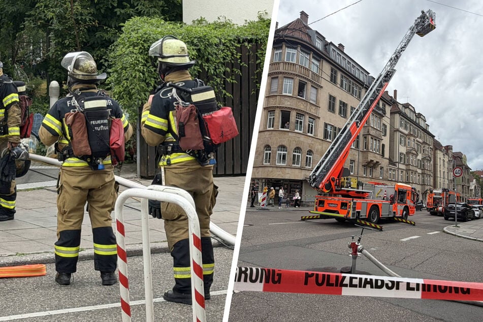 Stuttgart: Hausbrand in Stuttgart: Person und zwei Katzen über Drehleiter gerettet