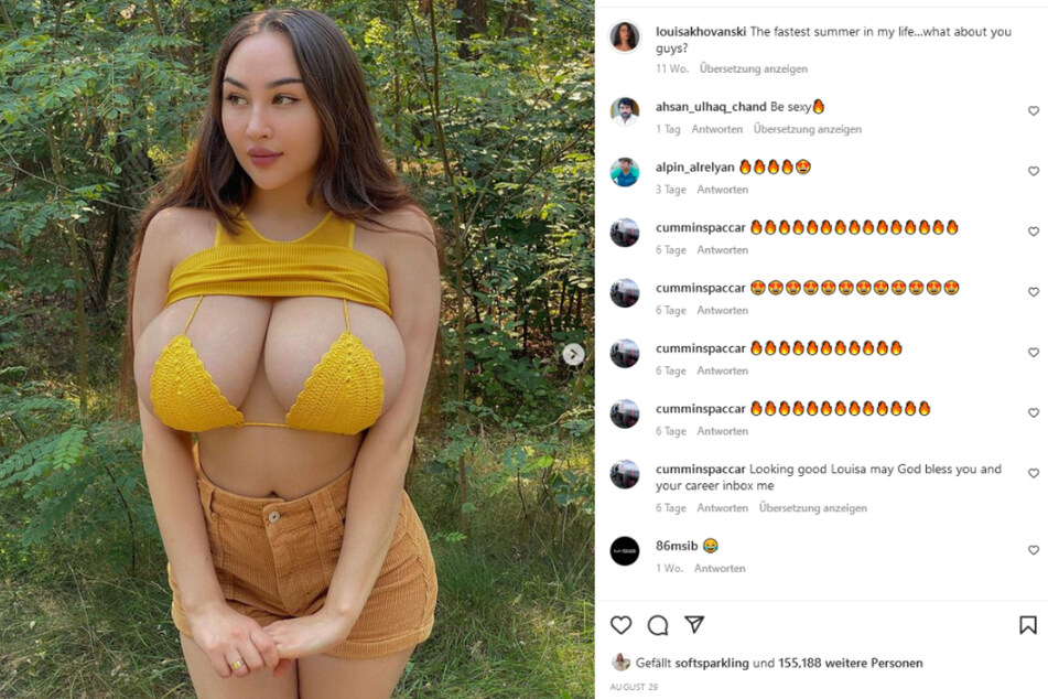 Louisa Khovanski (29) präsentiert sich mit üppiger Oberweite auf Instagram, wo sie bereits 3 Millionen Fans hat.