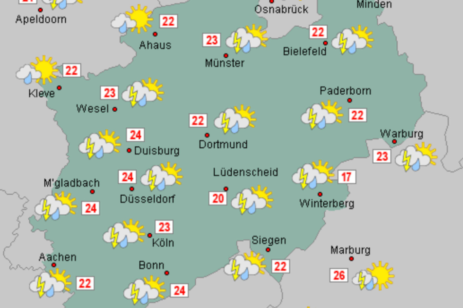 Die Temperaturen liegen am kommenden Wochenende in NRW bei etwa 20 Grad.