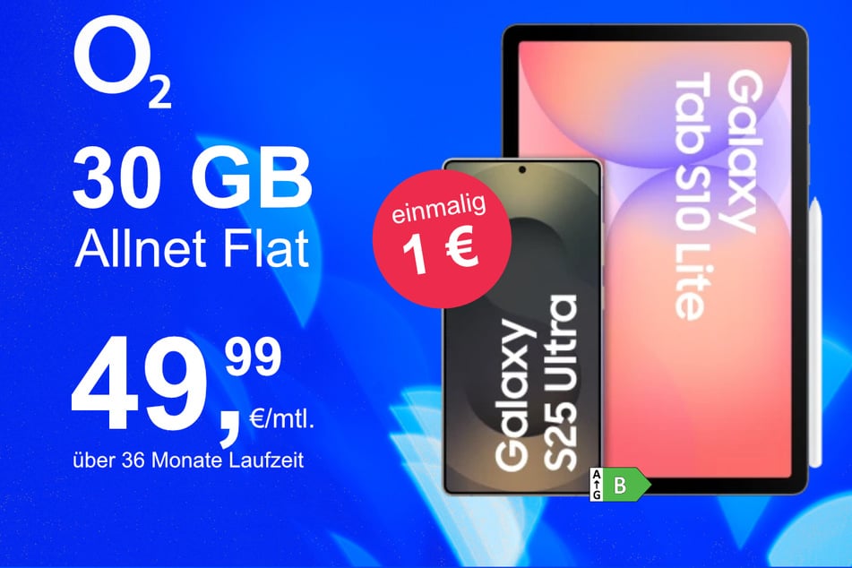 Bei o2 gibt's das Samsung Galaxy S25 Ultra jetzt mit Galaxy Tab S10 Lite im Bundle exklusiv für nur 1 Euro.