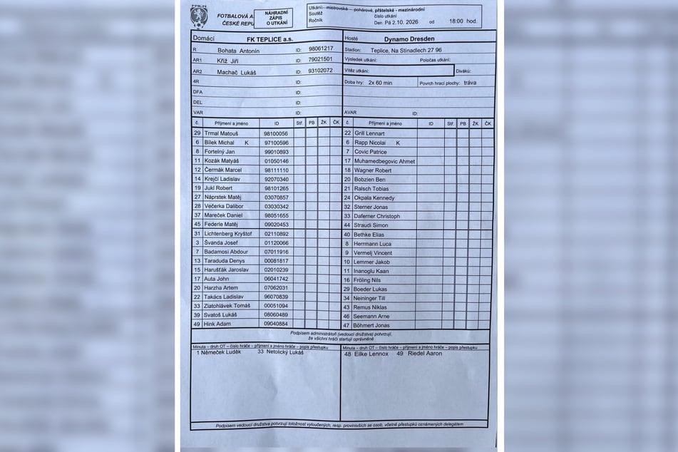 Das ist der Dynamo-Kader für den Test gegen Teplice. Gespielt werden zwei Mal 60 Minuten.