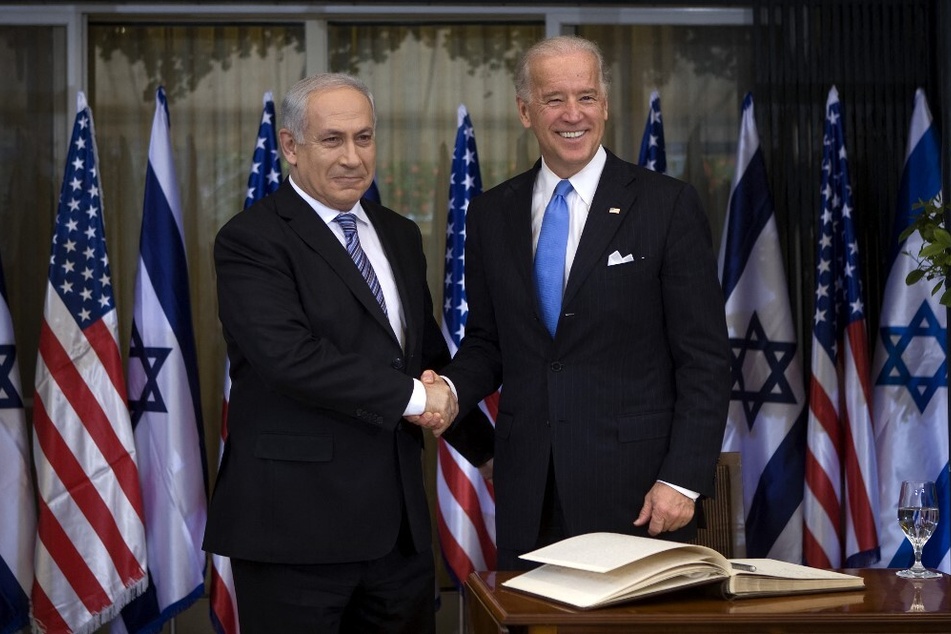 President Joe Biden (r.) continues to send weapons to Israel despite his stated support for a two-state solution in Israel and Palestine.