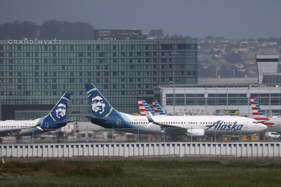 An Alaska Airlines jet taxis at San Francisco International Airport in California.