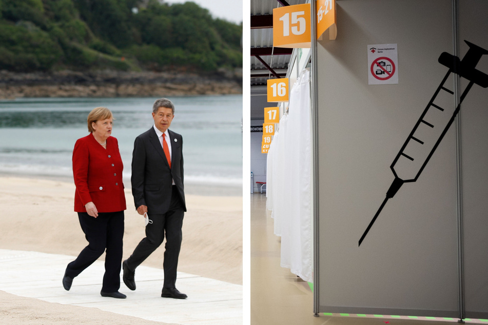Angela Merkel (67, CDU) und ihr Ehemann Joachim Sauer vor malerischer Kulisse in Cornwall. Für die meisten Deutschen ist im Juni aber eher das Impfzentrum Sehnsuchtsort Nummer 1.