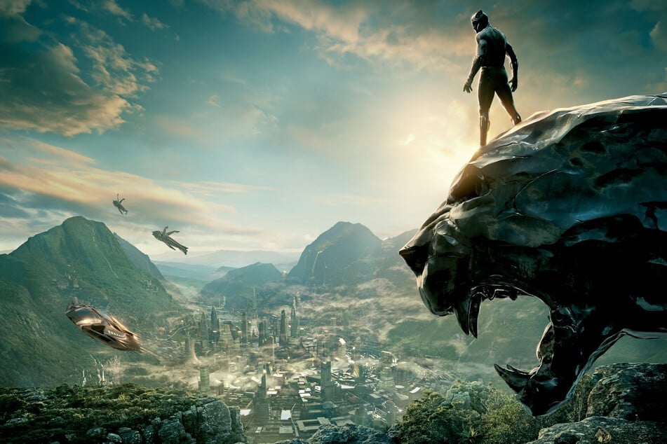 Black Panther overlooking the city of Wakanda in the titular film. The movie's lead actor, Chadwick Boseman, passed away in 2020.