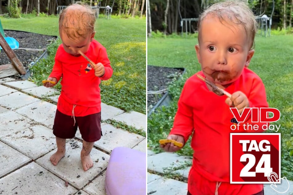 This little boy is living his best fudgsicle life while his uncles commentate from another dimension!