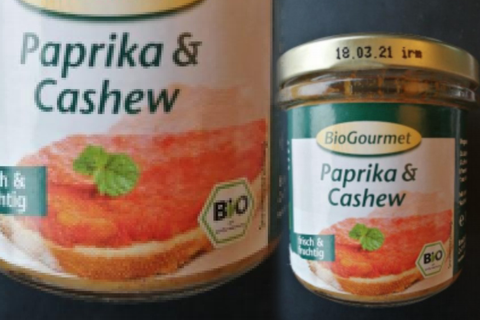 Der Brotaufstrich "Paprika & Cashew" der Firma BioGourmet mit Mindeshaltbarkeitsdatum 18. März 2021 wird zurückgerufen. (Fotomontage)