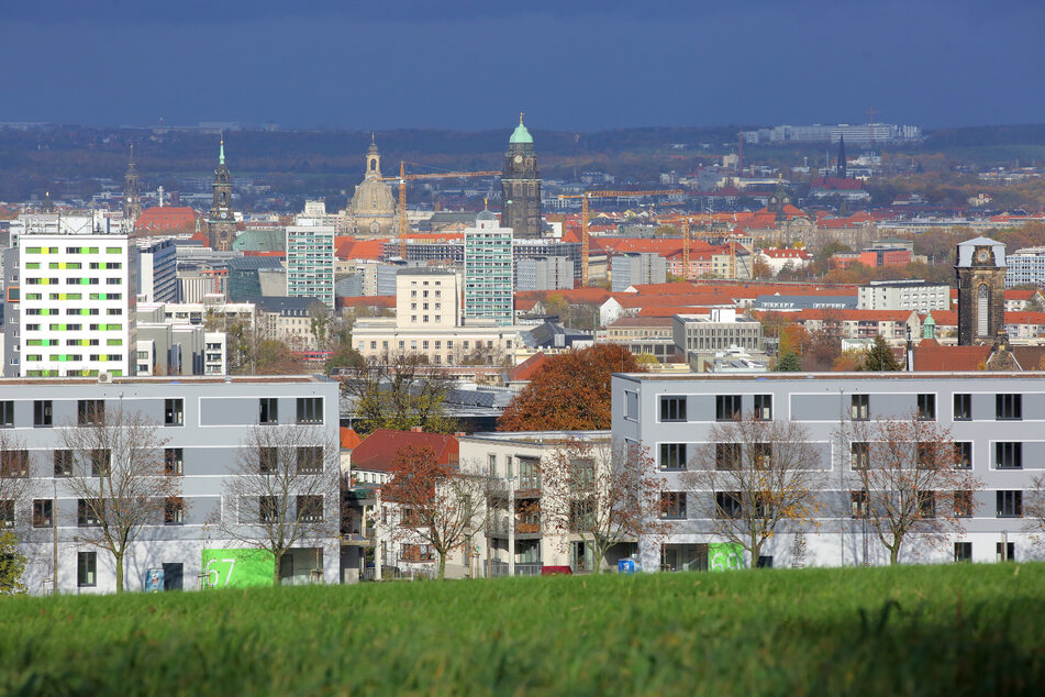 Das Hochhaus-Leitbild soll wichtige Sichtachsen auf Dresdens Altstadt schützen. Der Blick aus Richtung Südhöhe ist schon von Hochhäusern beeinträchtigt.