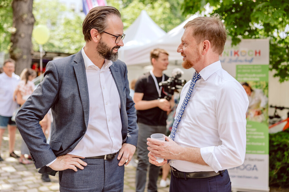Wissenschaftsminister Sebastian Gemkow – hier gemeinsam mit Ministerpräsident Michael Kretschmer (beide CDU).