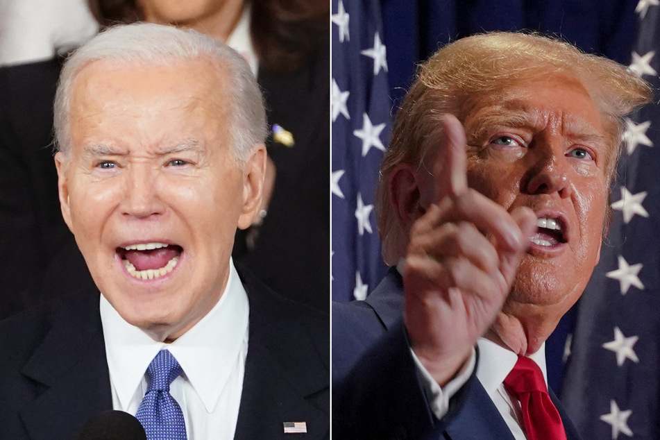 President Joe Biden (l.) repeatedly attacked 2024 Republican frontrunner Donald Trump in his State of the Union speech.