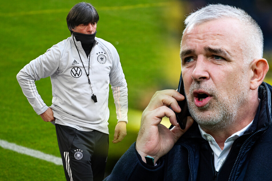 Jogi Löw hört nach der Europameisterschaft als Bundestrainer auf. Union-Präsident Dirk Zingler (r.) fordert bereits jetzt seinen Rücktritt. (Bildmontage)