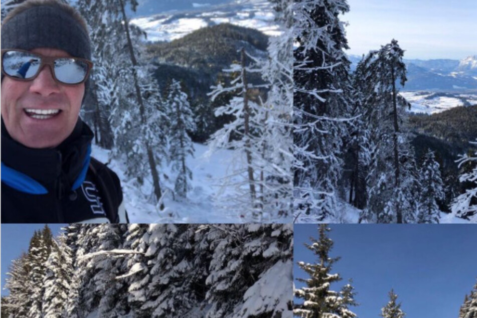 Sänger Jürgen Milski (57) genießt den Blick auf das weiße Winterpanorama der Alpen.