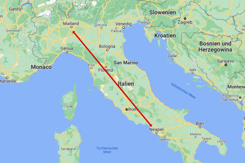 Zwischen Mailand und Neapel liegen rund 650 Kilometer Luftlinie.