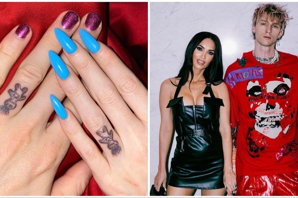 Megan Fox and Machine Gun Kelly debuted their matching finger tattoos in honor of the Transformers star's 36th birthday.