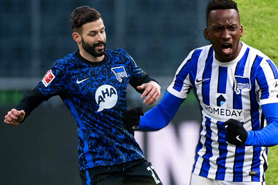 Die Hertha-Profis Marvin Plattenhardt (29, l.) und Dodi Lukebakio (23) dürfen aufgrund ihrer Corona-Erkrankung aktuell nicht am Training teilnehmen.