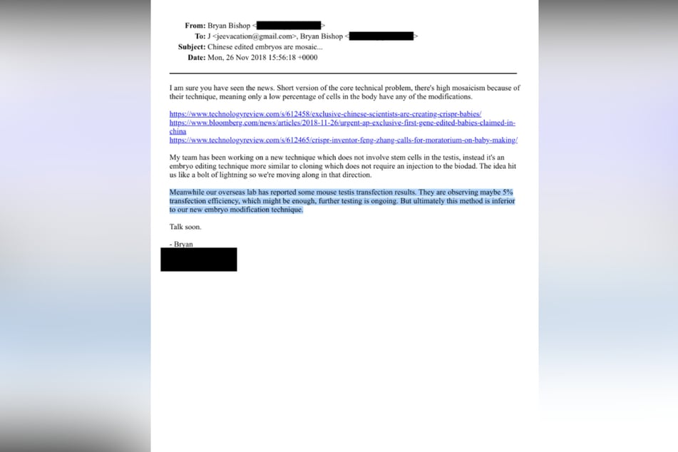 In dieser Mail vom 26. November vermeldete Bishop vielversprechende Fortschritte bei seinen Testversuchen.