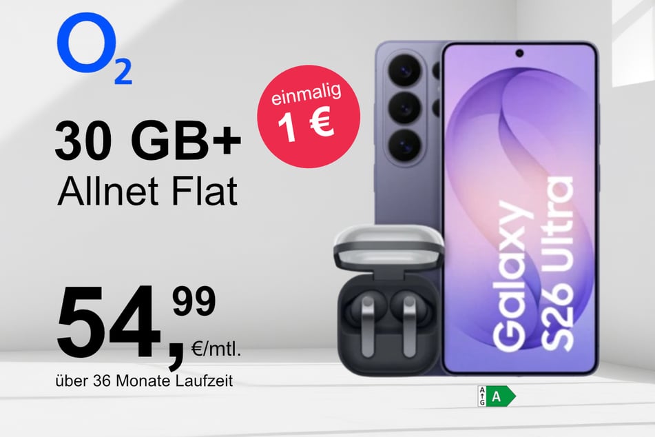 Bei o2 gibt's das neue Samsung Galaxy S26 Ultra mit Buds 4 Pro im Bundle exklusiv für nur 1 Euro.