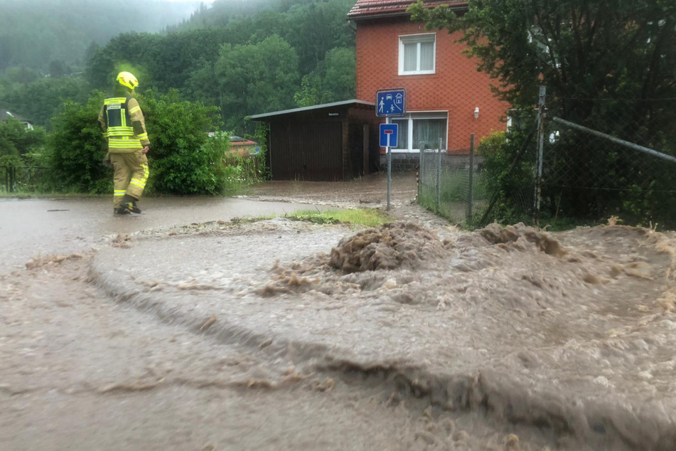 In Schleusingen wurden Straßen überflutet.