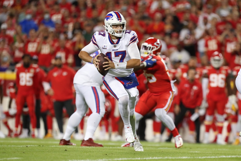 Bills quarterback Josh Allen threw three touchdowns and ran for another in Buffalo's Sunday night win over Kansas City.