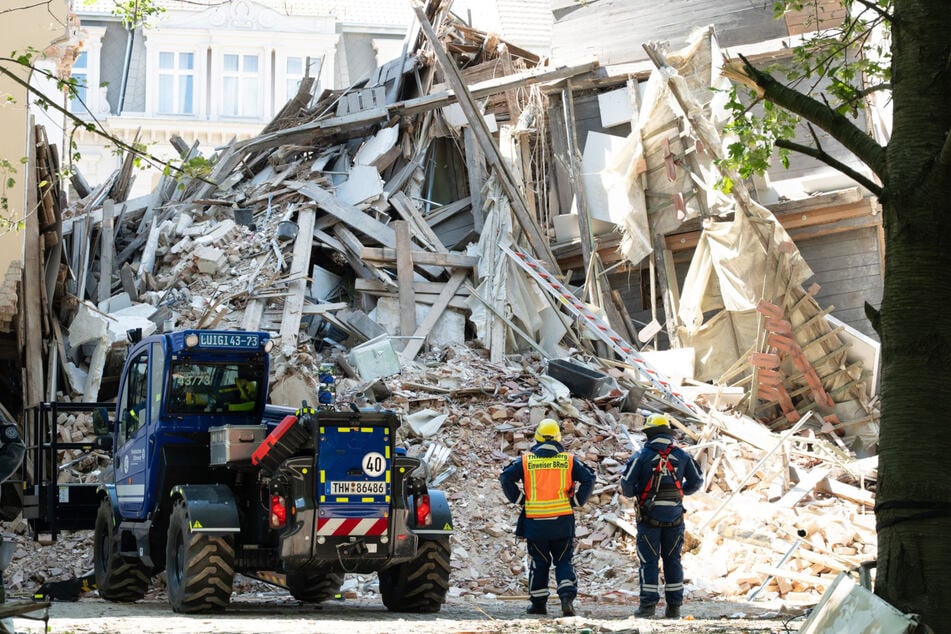 Mutmaßlich wegen einer Gasexplosion war in Görlitz ein komplettes Haus eingestürzt.
